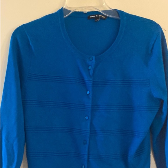 Cable & Gauge Blue Cardigan Sweater - Picture 1 of 7